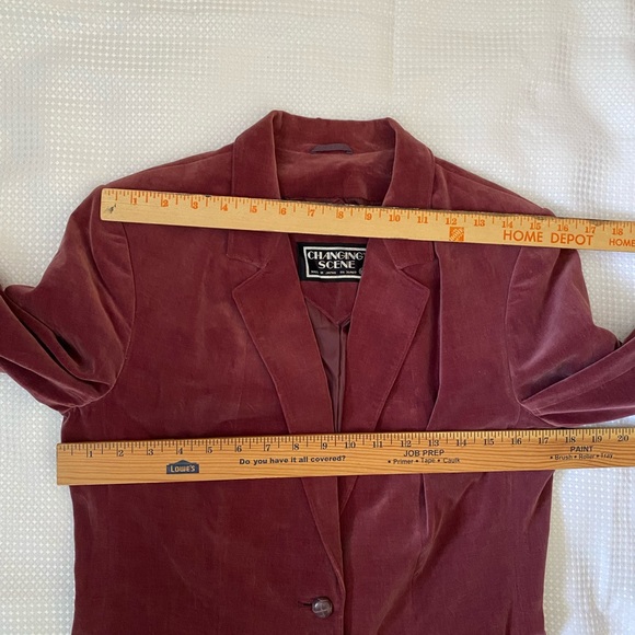 Vintage "Changing Scene" Women's Velvet Blazer Burgundy / Wine/ plum size M - Picture 5 of 13